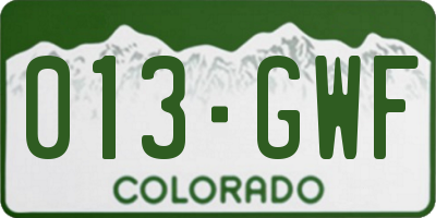 CO license plate 013GWF