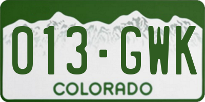 CO license plate 013GWK