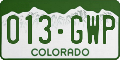 CO license plate 013GWP