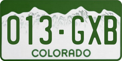 CO license plate 013GXB