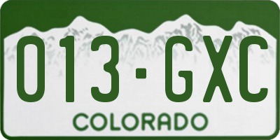 CO license plate 013GXC