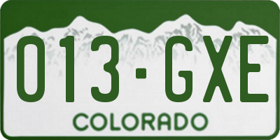 CO license plate 013GXE