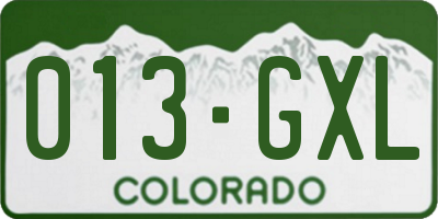 CO license plate 013GXL