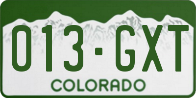 CO license plate 013GXT