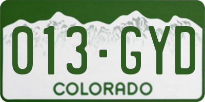 CO license plate 013GYD