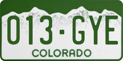 CO license plate 013GYE