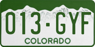 CO license plate 013GYF