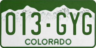 CO license plate 013GYG
