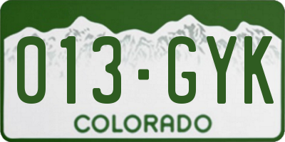 CO license plate 013GYK