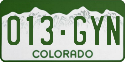 CO license plate 013GYN