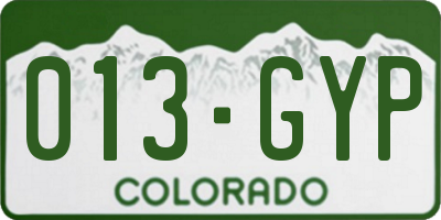 CO license plate 013GYP