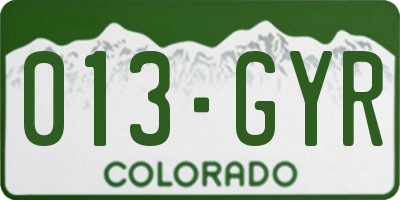 CO license plate 013GYR
