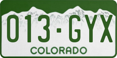 CO license plate 013GYX