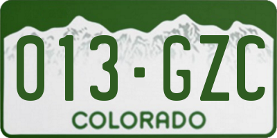 CO license plate 013GZC