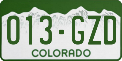 CO license plate 013GZD