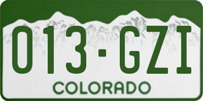 CO license plate 013GZI