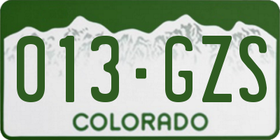 CO license plate 013GZS