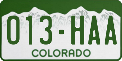 CO license plate 013HAA