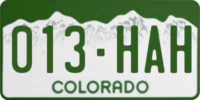 CO license plate 013HAH