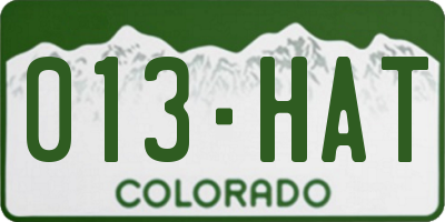 CO license plate 013HAT