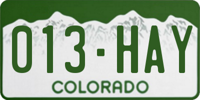 CO license plate 013HAY
