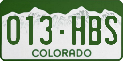 CO license plate 013HBS