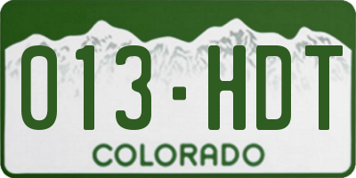 CO license plate 013HDT