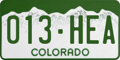 CO license plate 013HEA