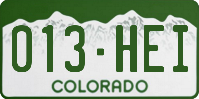 CO license plate 013HEI