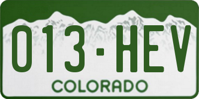CO license plate 013HEV