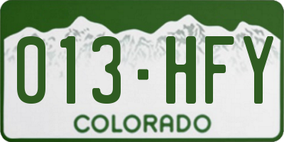 CO license plate 013HFY