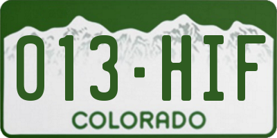 CO license plate 013HIF