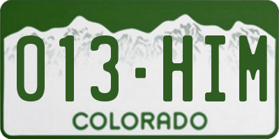 CO license plate 013HIM