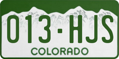 CO license plate 013HJS