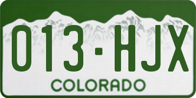 CO license plate 013HJX