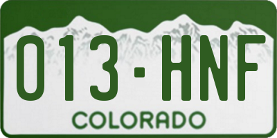 CO license plate 013HNF