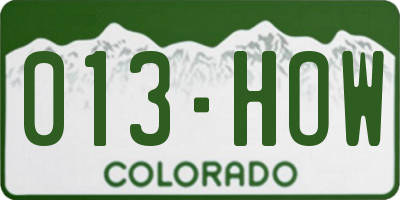 CO license plate 013HOW
