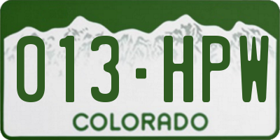 CO license plate 013HPW