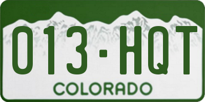 CO license plate 013HQT