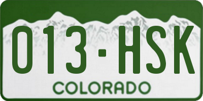 CO license plate 013HSK