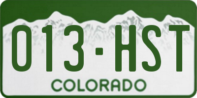 CO license plate 013HST