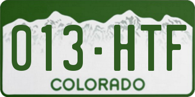 CO license plate 013HTF
