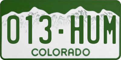 CO license plate 013HUM