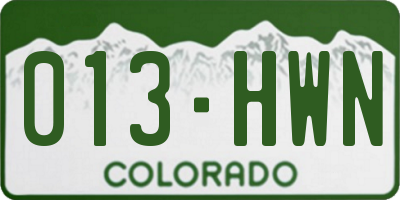 CO license plate 013HWN