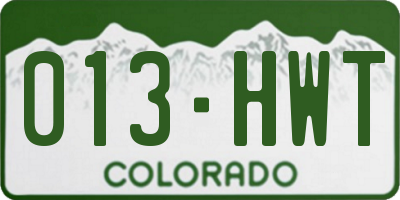 CO license plate 013HWT