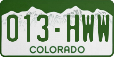 CO license plate 013HWW