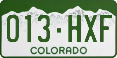 CO license plate 013HXF