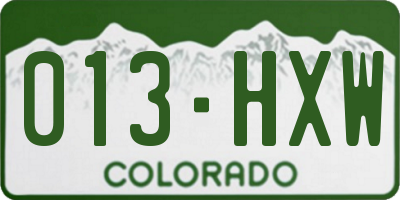CO license plate 013HXW