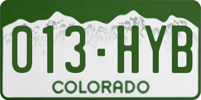 CO license plate 013HYB