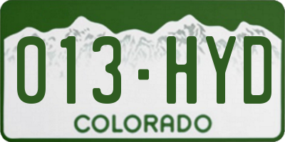 CO license plate 013HYD